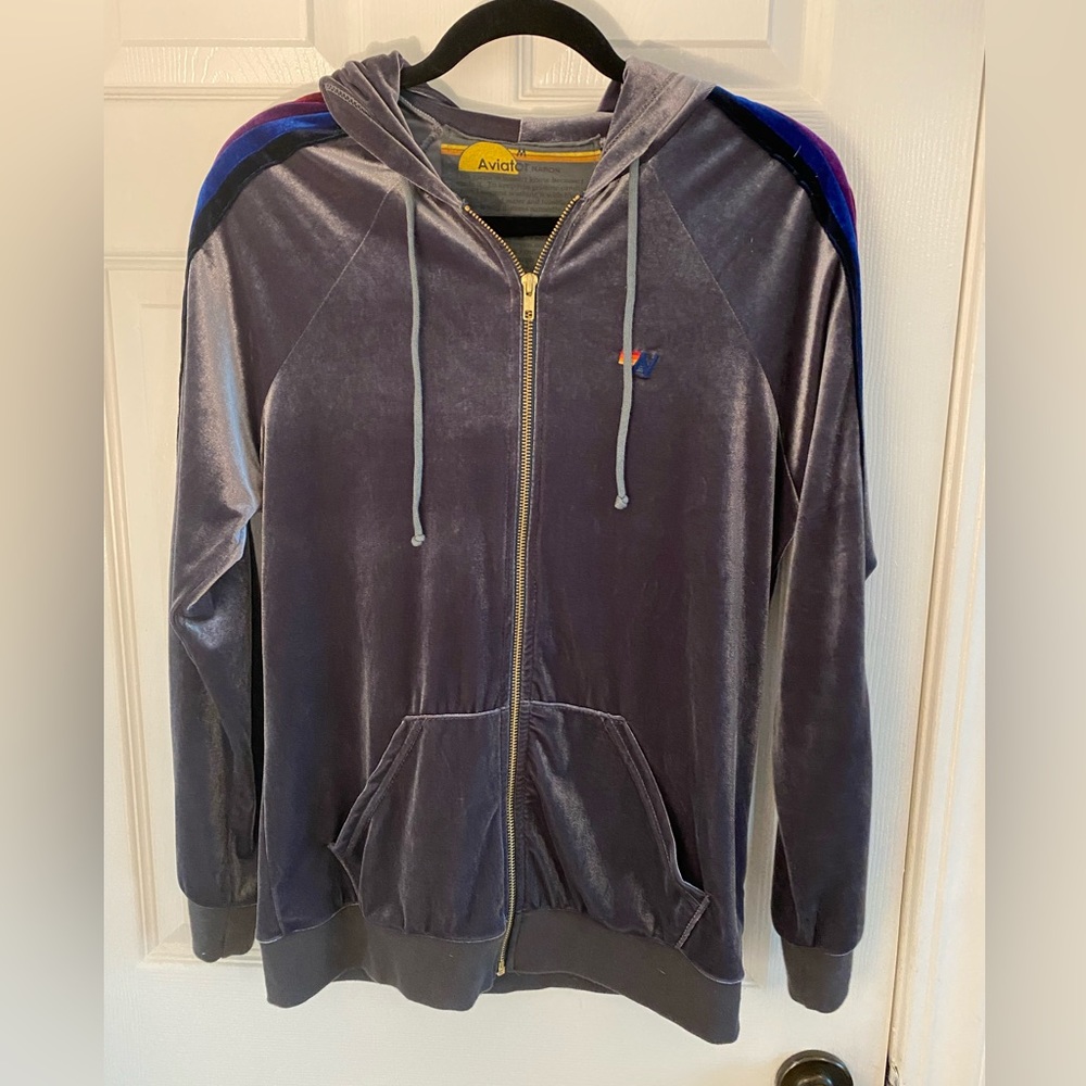 Aviator Nation size M velvet grey zip up